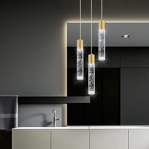 3 Lights Pendant Lights Modern LED Kitchen Island Light Bubble Pendant Light Pendant Lighting for Kitchen Island Dining Room Ceiling Hanging Lights Bedroom Mini Pendent Spot Lights