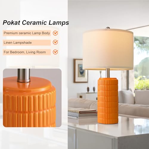 23" Orange Table Lamps Decor for Living Room Set of 2 (2 Count)