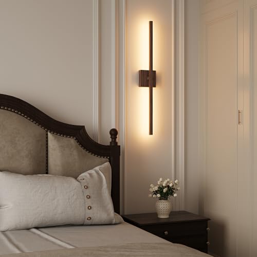 Walnut Battery Operated Wall Sconce with Remote Control 32 Inch