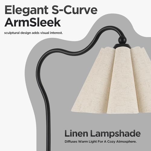 Table Lamp with Beige Pleated Linen Shade
