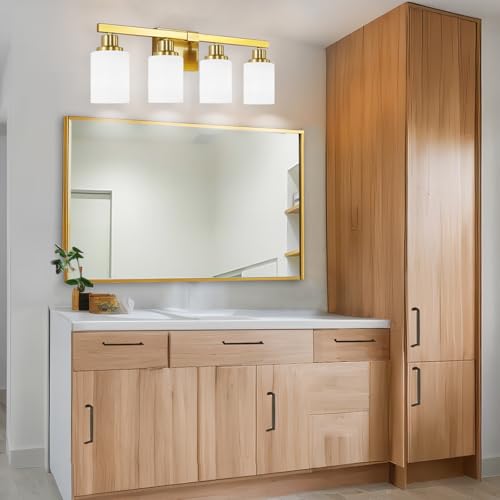4 Light Gold Vanity Light Modern Bathroom Light Over Mirror 24in