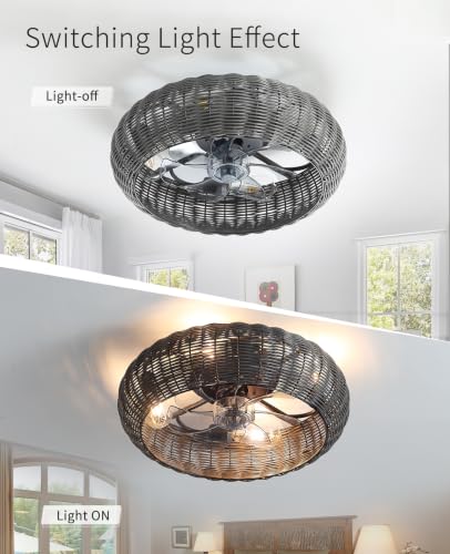 Low Profile Ceiling Fan with Light (Grey / Medium)