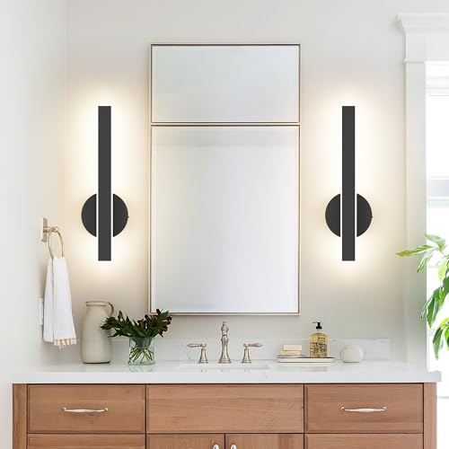 Black Wall Sconce Hardwired Modern LED 18W Wall Sconce Set of Two