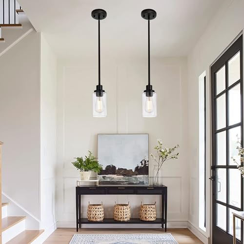 Kitchen Island Pendant Lighting 3 Pack Black with Clear Glass (3 Count)