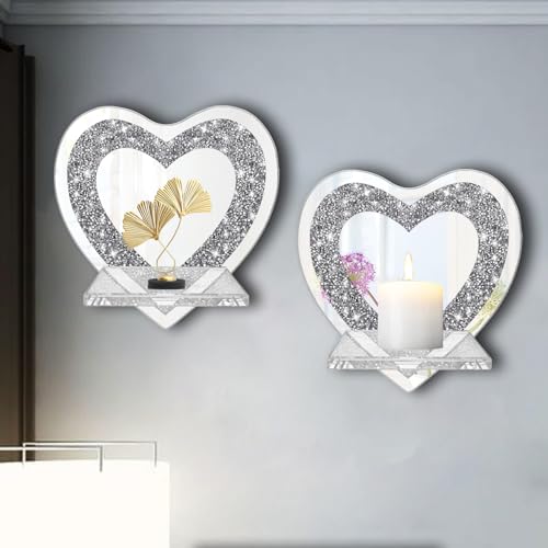 Set of 2 Crystal Crush Diamond Candle Sconces (2 Count)