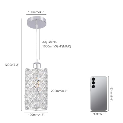 1 Light K9 Crystal Chandelier Pendant Light for Kitchen Island