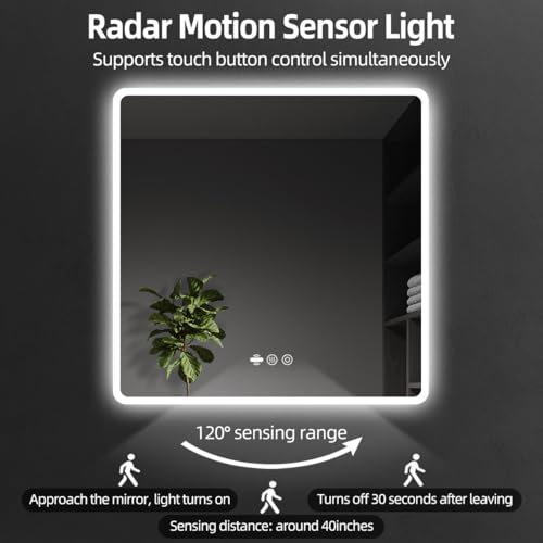 36"X36" LED Mirror for Bathroom with Motion Sensor