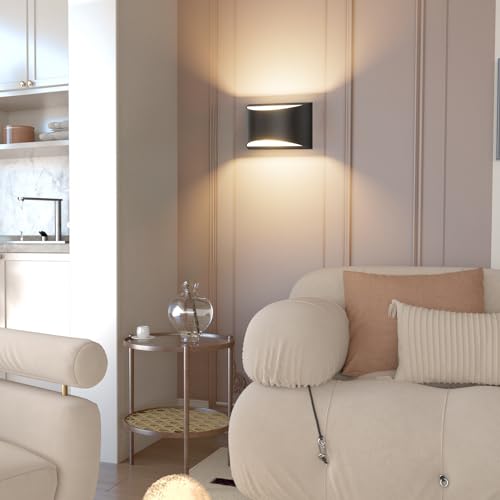 4 Pack Black Modern LED Wall Sconce Hardwired Indoor Wall Lights Up and Down Wall Mount Light for Living Room Bedroom Hallway Corridor Conservatory Warm White 3000K (4 Count)