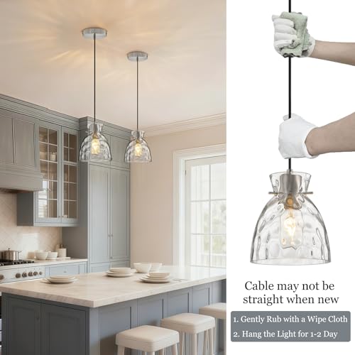 5.9" Mini Hammered Glass Pendant Lights Kitchen Island Brushed Nickel E26