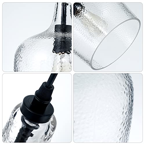 Glass Pendant Light Modern Black 1 Light Single Dome Pendant Lighting Fixtures for Kitchen Island Dining Room Hallway
