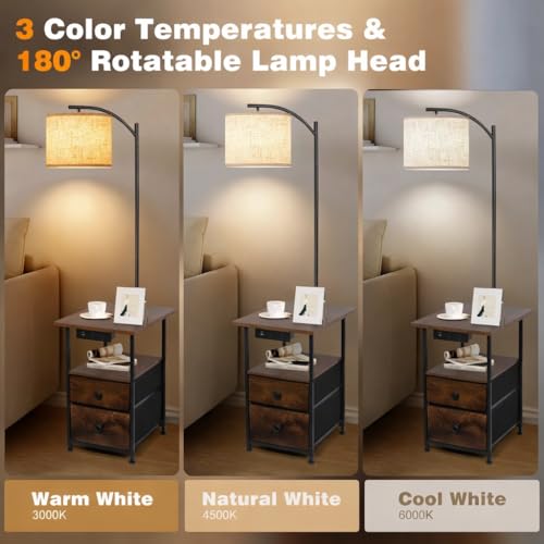 Floor Lamp with Table & 2 Drawers
