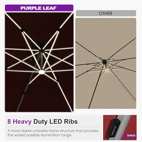 Patio Umbrella with Base 13ft LED Light Double Top