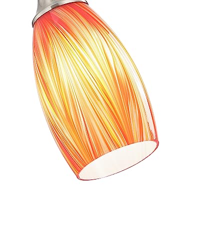 Glass Pendants Lights Kitchen Island Handcrafted Art Glass Mini Pendant Light Fixtures Oval Pendant Light Shade with Brush Nickel Finish Adjustable Cord for Kitchen Over Sink