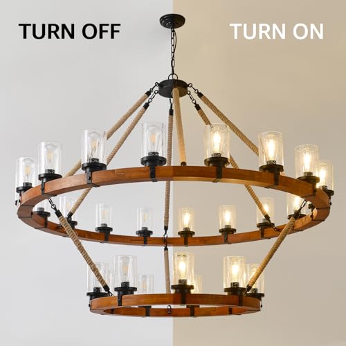 60" 2 Tier Wagon Wheel Chandelier 27