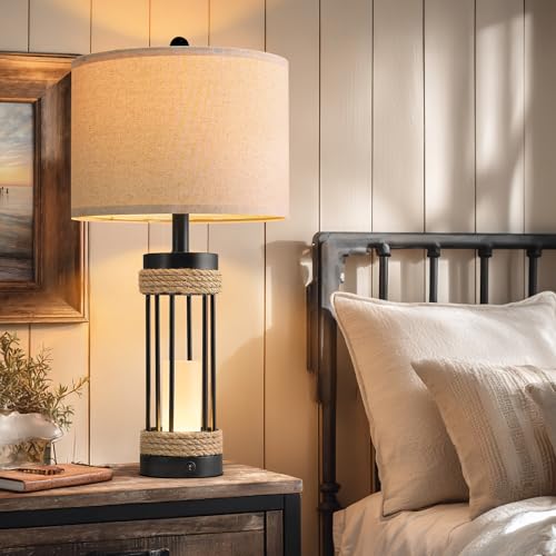 25" Table Lamps Set of 2 with Night Light (2 Count)