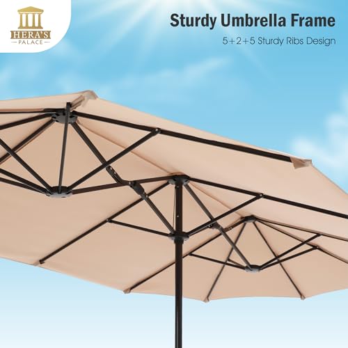 13 ft Rectangle Patio Umbrellas Large Outdoor Umbrella with Crank Powerful UV Protective Table Umbrella Outdoor Patio for Backyard