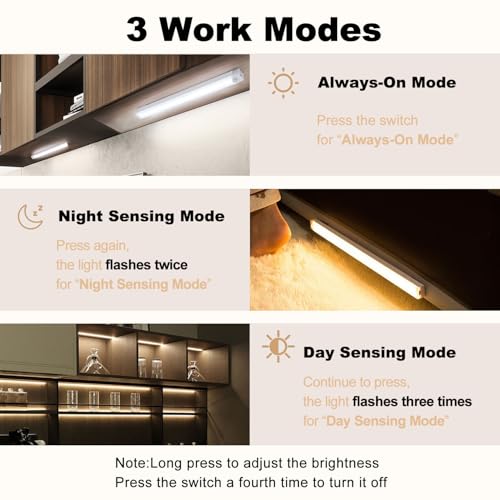 6 Pack Motion Sensor Under Cabinet Light 8 Inch Magnetic LED Closet Lights (6 Count)