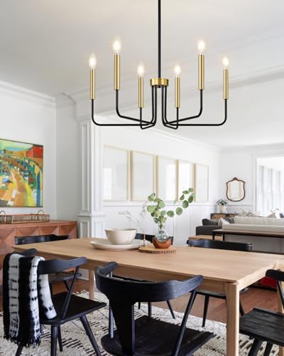 6 Light Black and Gold Chandelier