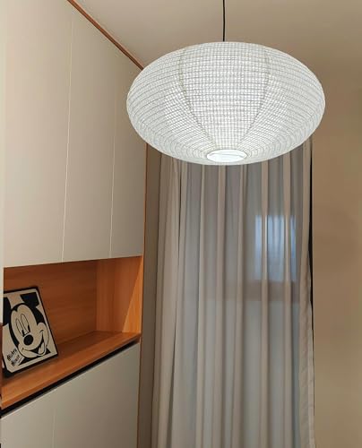 19.69Inch) Double-Layer Paper Lamp Shade, White Oblate Paper Lantern Pendant Light Shade,Bohemian Folding Ceiling light Shade, Paper Lantern Lamp Shade for Bedroom,Apartment (19.69inches)