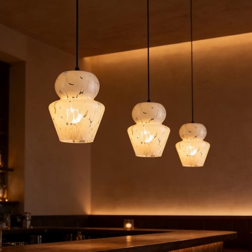 Industrial Pendant Light with Glass Shade Matte Black Pendant Lighting Adjustable Industrial Retro Style Hanging Light