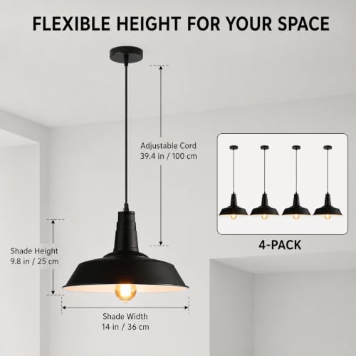 4 Pack Farmhouse Pendant Lights (4 Count)