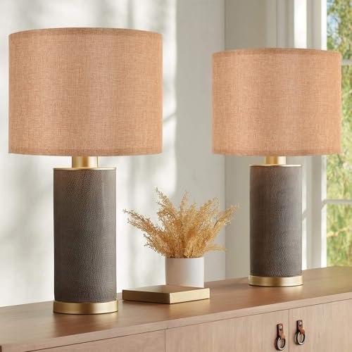 Brown Medium Drum Lamp Shades 13" Top x 13" Bottom x 10" High