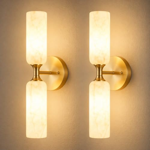 Alabaster Wall Sconces Set of 2