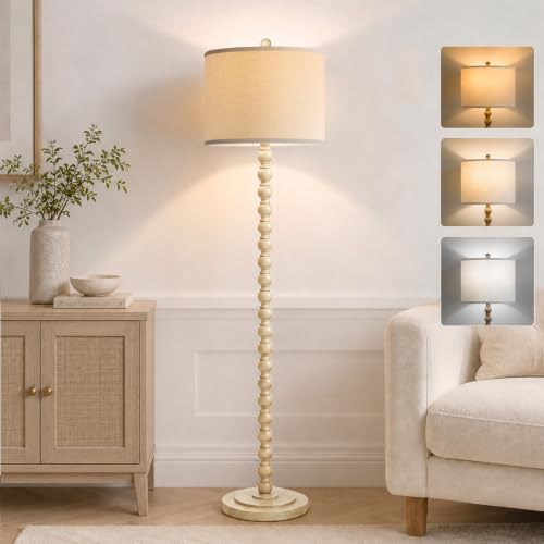 Farmhouse Floor Lamp for Living Room (Wash White)