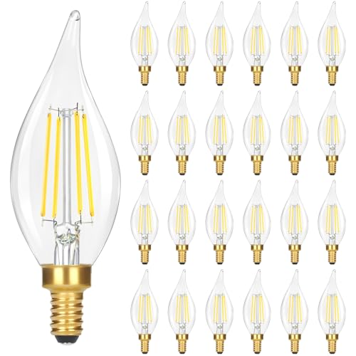 24 Pack 4W 460 Lumen Dimmable E12 LED Candelabra Bulbs (24 Count)