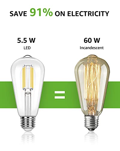 Dimmable E26 Edison LED Bulbs (6 Count)