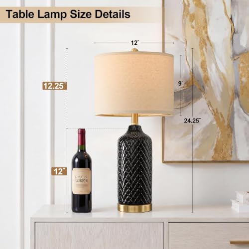 24.25" Ceramic Table Lamps for Living Room Bedroom Modern Lamps Set of 2 (2 Count)