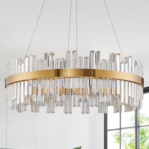 23.6" LED Gold Crystal Chandeliers