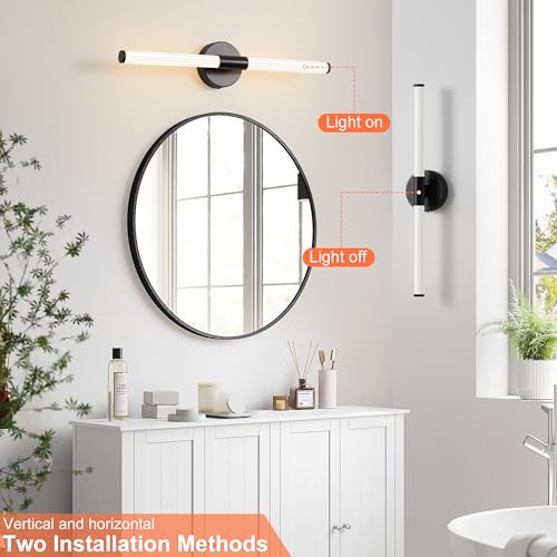 Wall Sconces Set of 2 Hardwired LED Vanity Light Black 23"