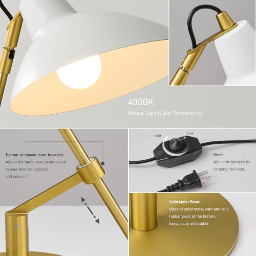 Desk Lamp Modern Industrial 100% Metal Adjustable Table Lamp 24"