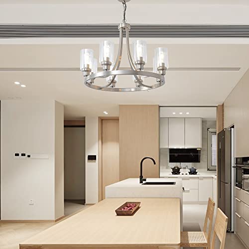 Modern Brushed Nickel Chandelier 8 Lights