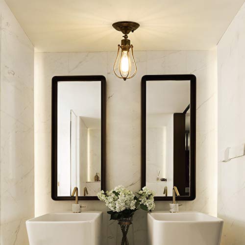 Industrial Wall Sconce Vintage Lighting Adjustable Lamp Socket Wire Metal Cage Wall Light Shade Edison Style Antique Fixture Porch Mirror