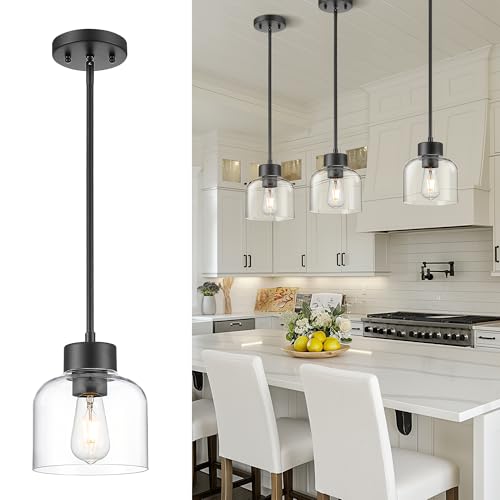 7" Matte Black Pendant Light for Kitchen Island