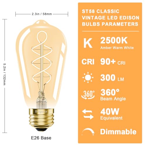E26 LED Vintage Edison Light Bulbs 40 Watt (2 Count)