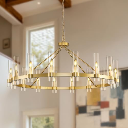 Gold Wagon Wheel Chandelier