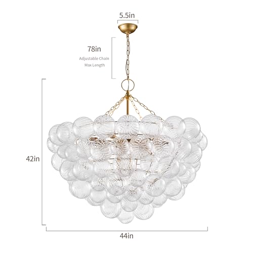 44 Inch Moden Gold Chandelier with 18 Bubble Lights