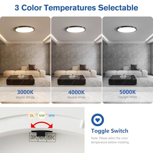 6 Pack 12 Inch Hardwired Dimmable LED Flush Mount Ceiling Light Fixtures (6 Count)
