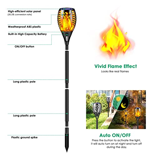 8 Pack Solar Lights Outdoor Flickering Flame Solar Torch Lights (8 Count)