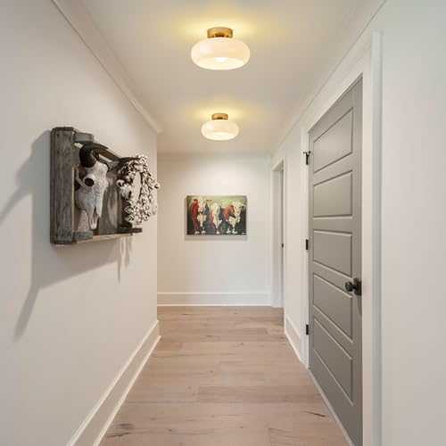 Mid Century Modern Gold Semi Flush Mount Ceiling Light 11 Inch