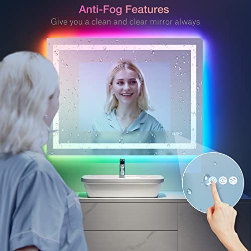 48"X36" RGB LED Bathroom Mirror with Lights