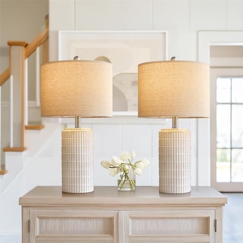 24" Modern Ceramic Table Lamps Set of 2 for Bedroom (2 Count)