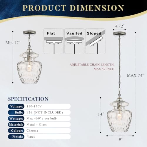 Farmhouse Chrome Glass Pendant Light