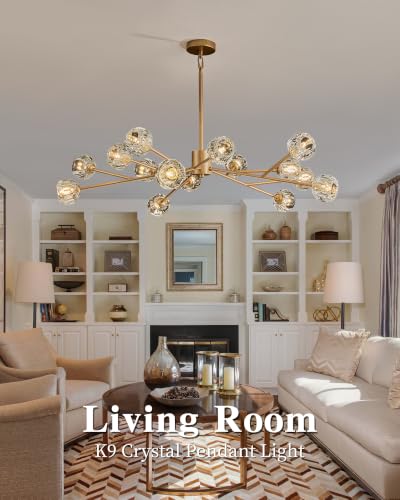 Gold Sputnik Chandeliers for Dining Room Light Fixture Over Table
