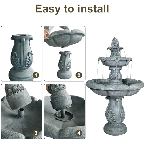 48" Grey Water Fountain Outdoor