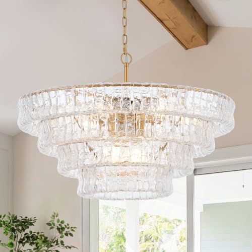 Dia 35.75 Inches Modern Glass Chandelier for Dining Room