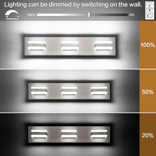Bathroom Vanity Lights Over Mirror Brushed Nickel Bathroom Light Fixture 3 Light Led Lights for Bathrooms Vanity Lights for Bath Nickel ETL Listed